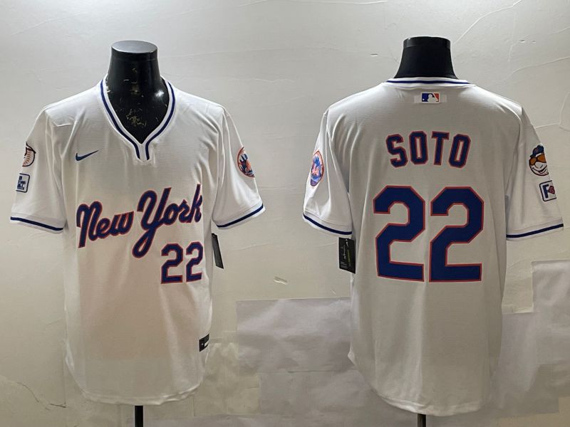 Men New York Mets #22 Soto White Throwback Game Nike 2025 MLB Jersey style 1